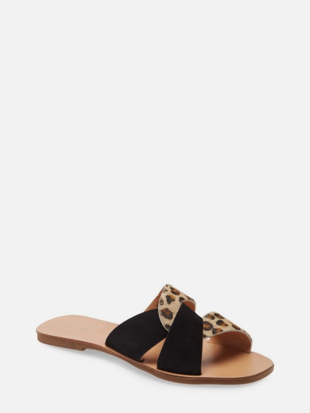 Seychelles Leopard & Black Crisscross Slide Sandals